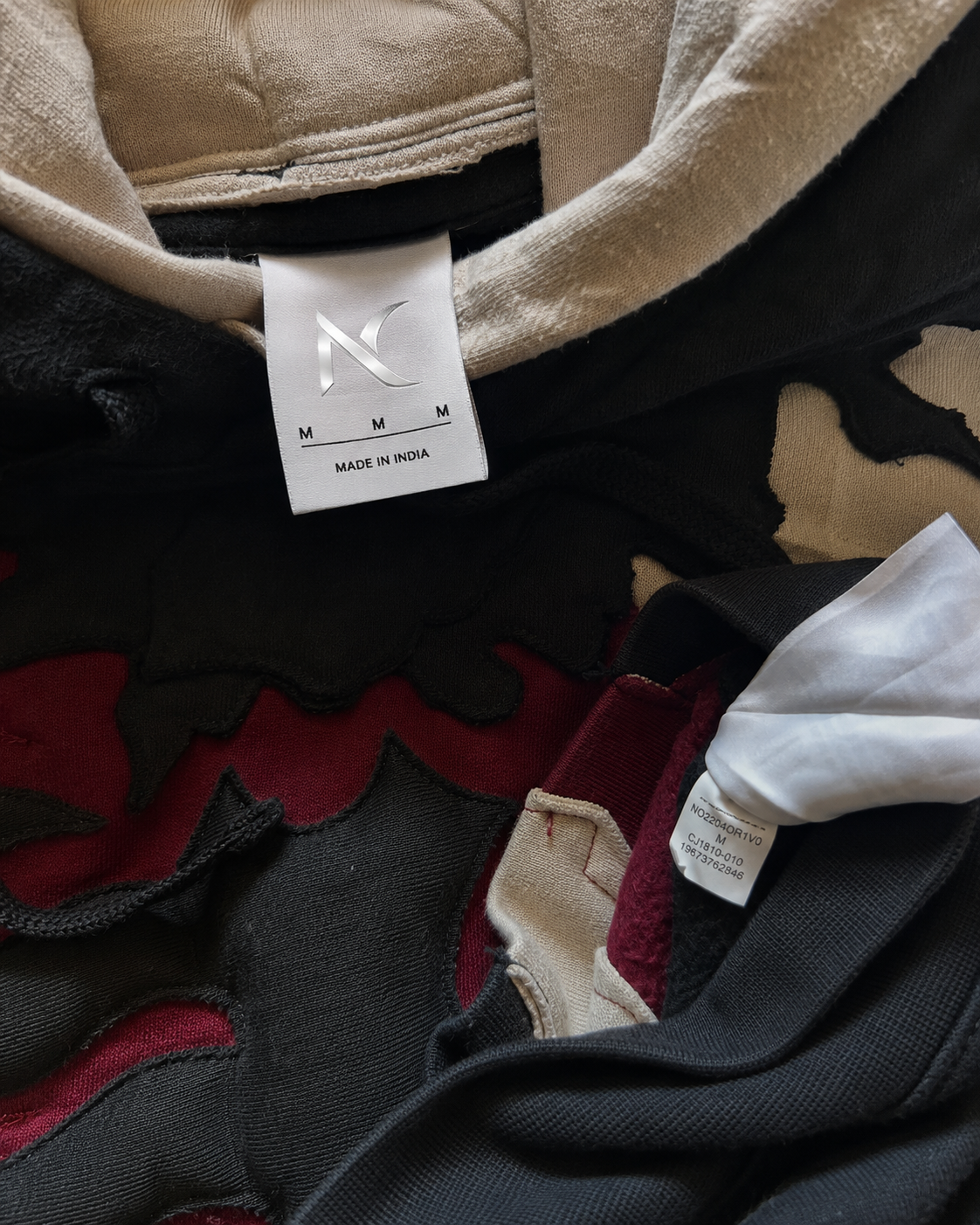 Noctra woven neck label with Made in India branding