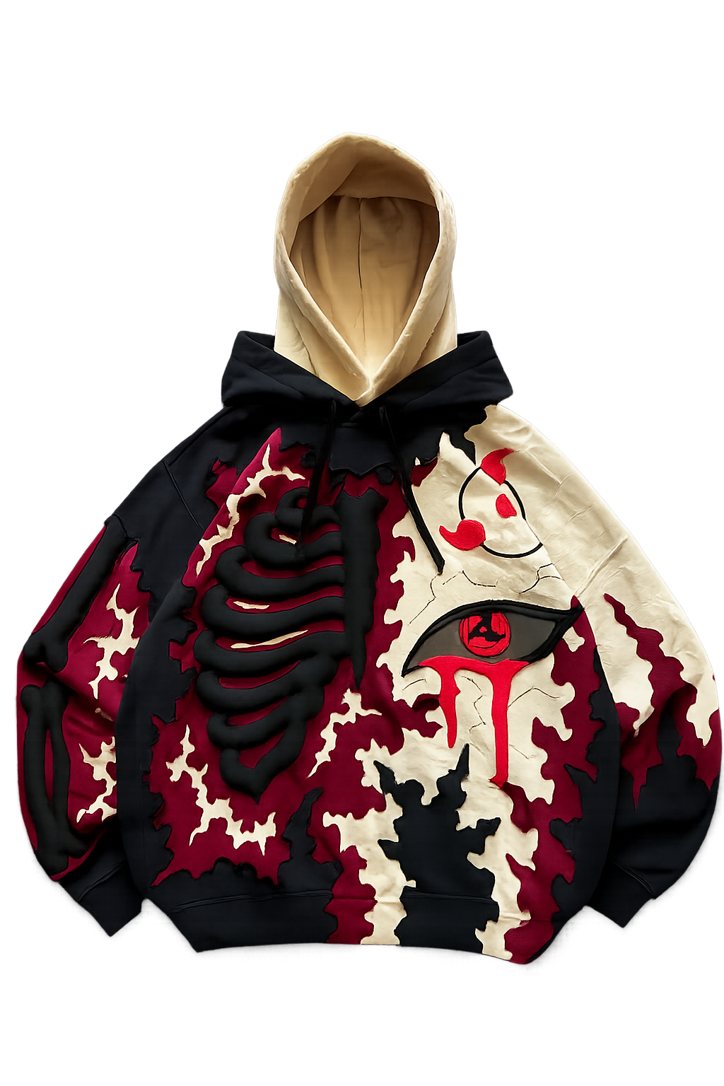 Noctra Crimson Eclipse Oversized Heavyweight Streetwear Hoodie Front View