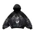 Noctra Forsaken Angel black gothic oversized hoodie with angel graphic