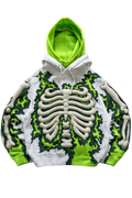Noctra Venom Core oversized neon green skeleton hoodie front view