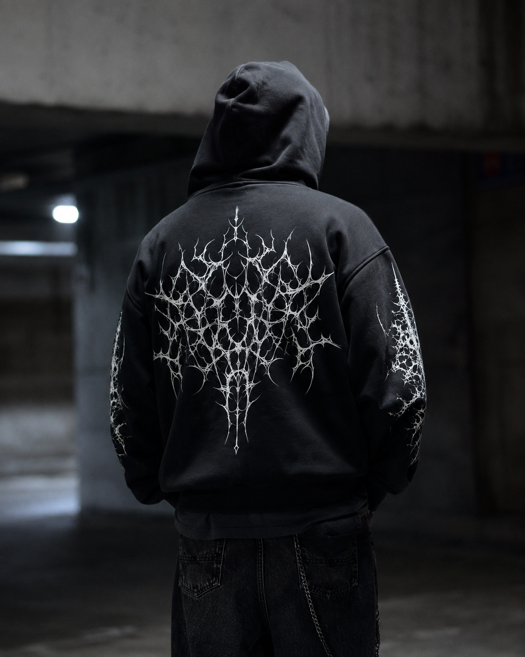 Noctra Black Ritual black gothic hoodie with large back graphic