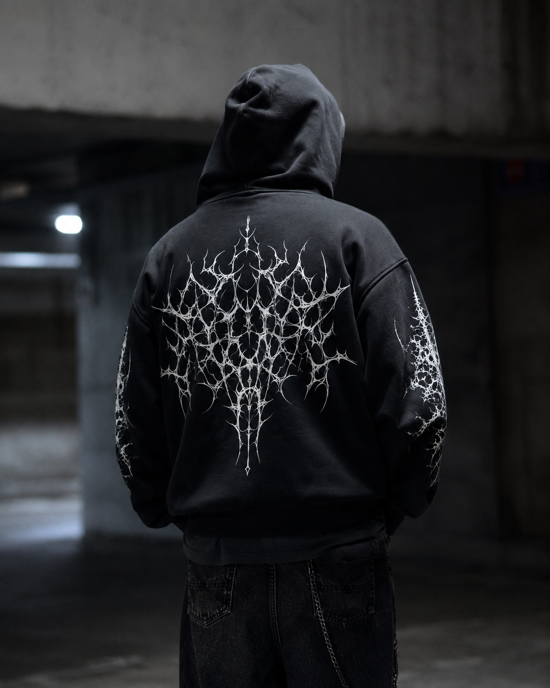 Noctra Black Ritual black gothic hoodie with large back graphic