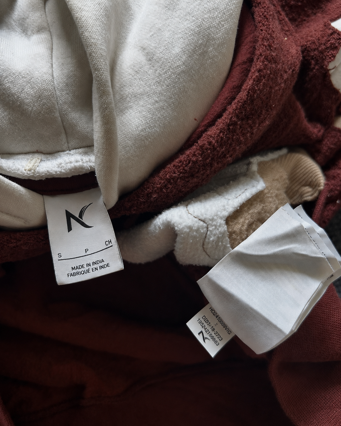 Noctra woven neck label with Made in India branding