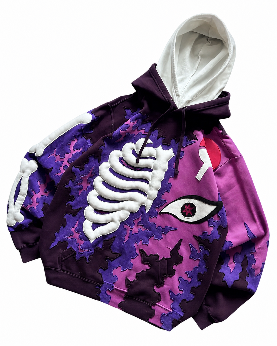 Noctra Violet Rift purple oversized streetwear hoodie angled view