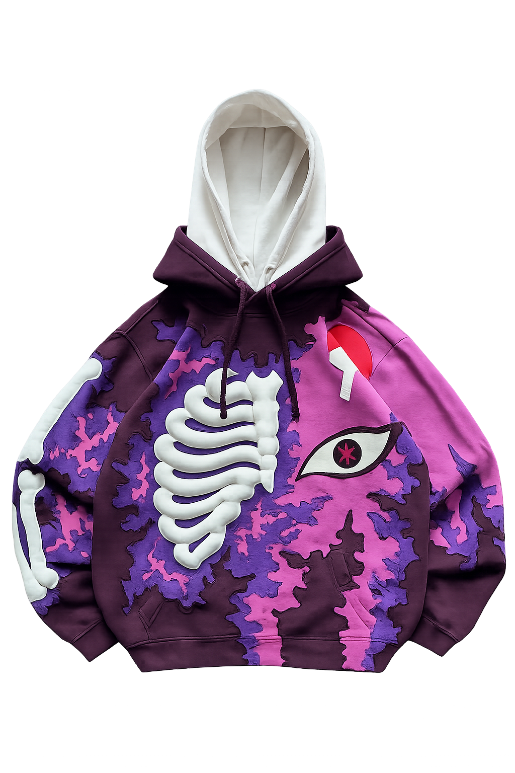 Noctra Violet Rift purple skeleton oversized hoodie front view