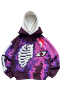 Noctra Violet Rift purple skeleton oversized hoodie front view