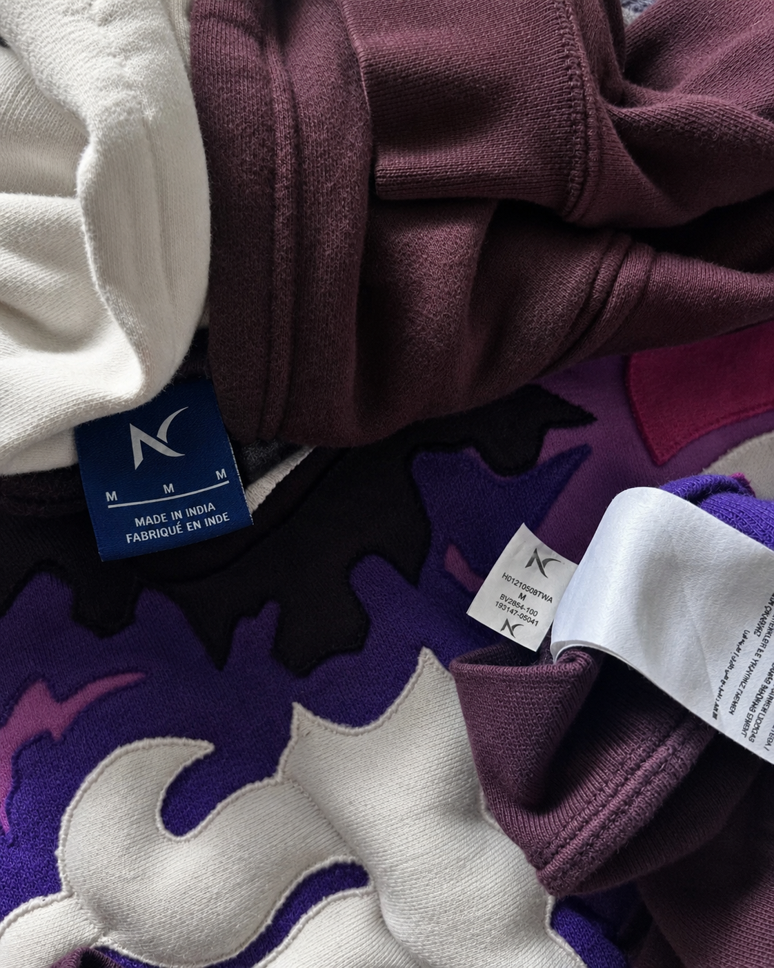 Noctra Violet Rift 3D skeleton appliqué hoodie detail
