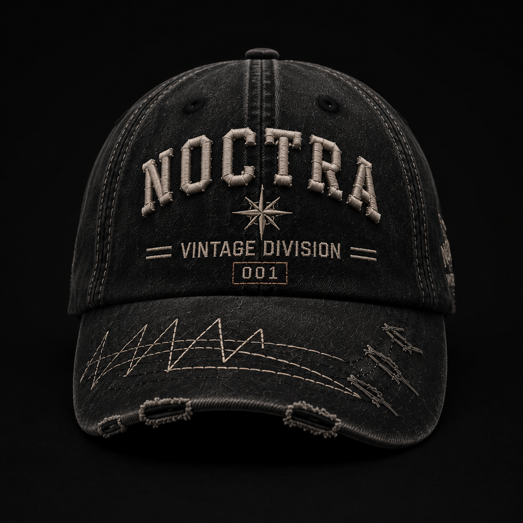 Noctra Static 02 Charcoal × Grey vintage baseball cap front view