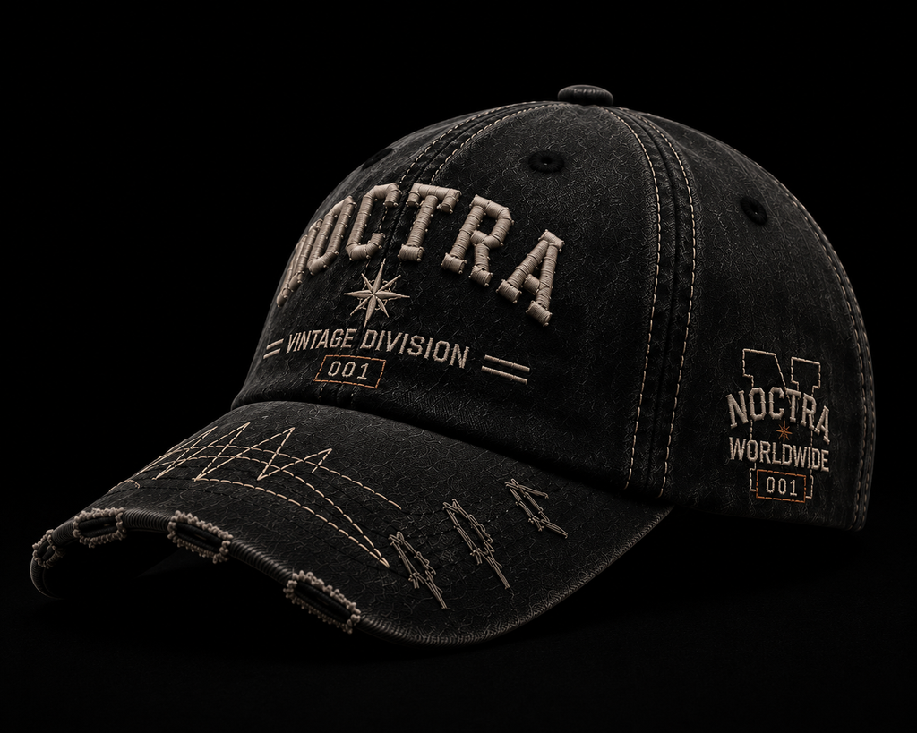 Noctra Static 02 Charcoal × Grey vintage baseball cap front view