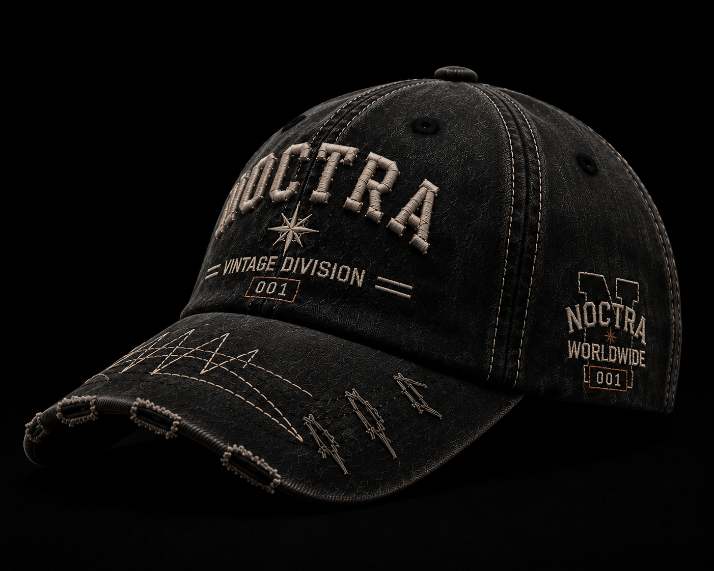 Noctra Static 02 Charcoal × Grey vintage baseball cap front view