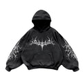 Noctra Black Ritual black oversized hoodie with gothic front graphic
