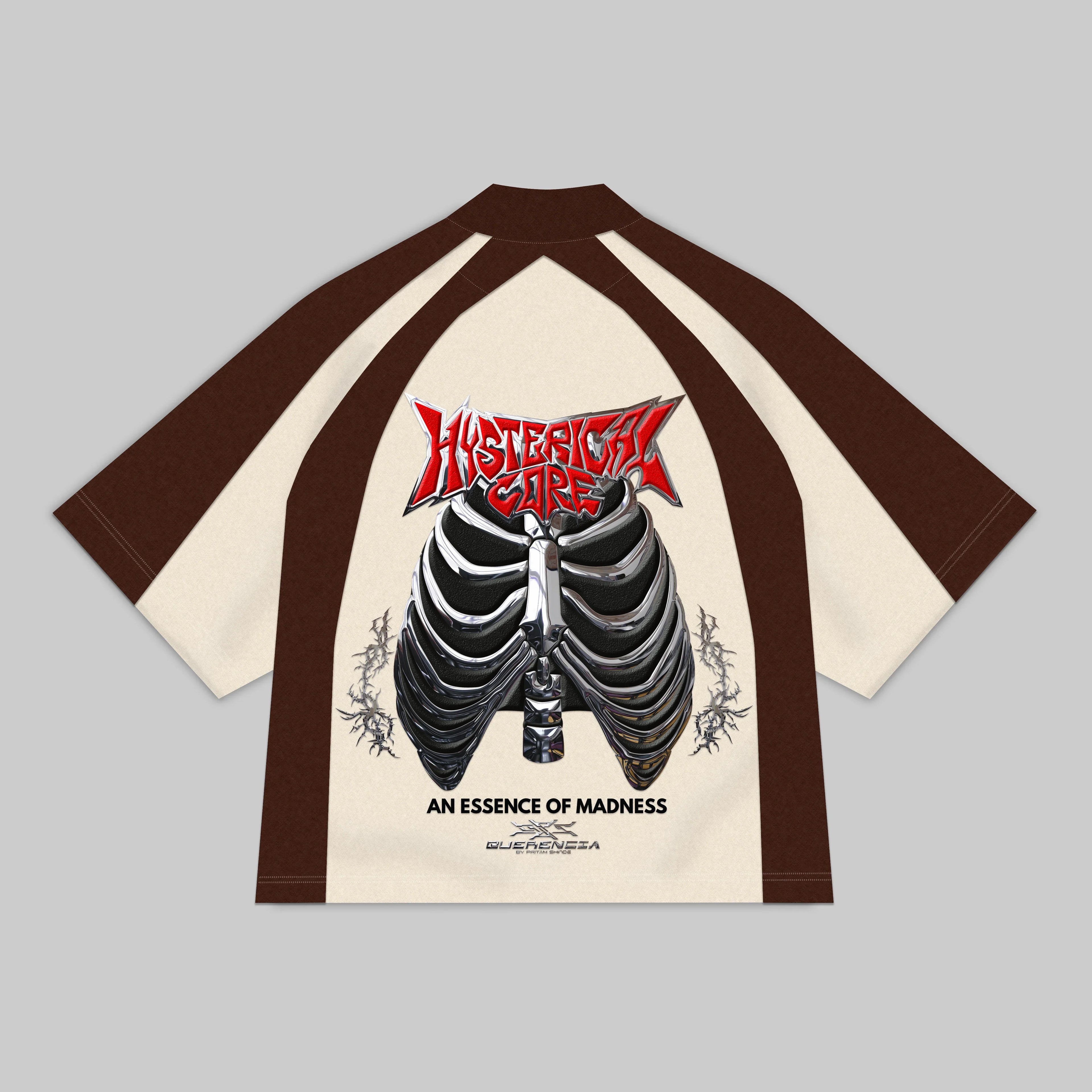 RUST CORE — ENTITY 06 raglan t-shirt with industrial ribcage graphic and streetwear design