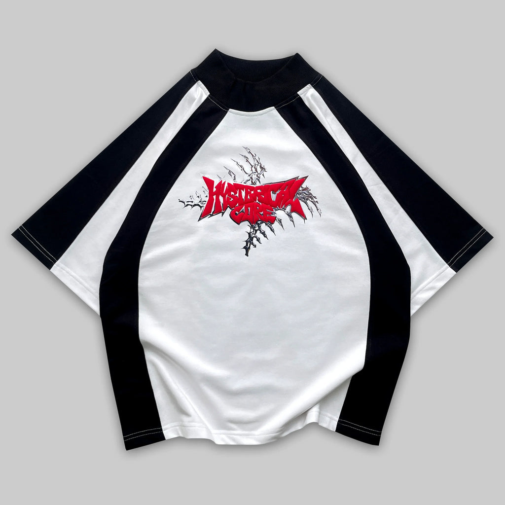 Back print of VOID CORE — ENTITY 05 t-shirt featuring bold ribcage artwork and streetwear aesthetic